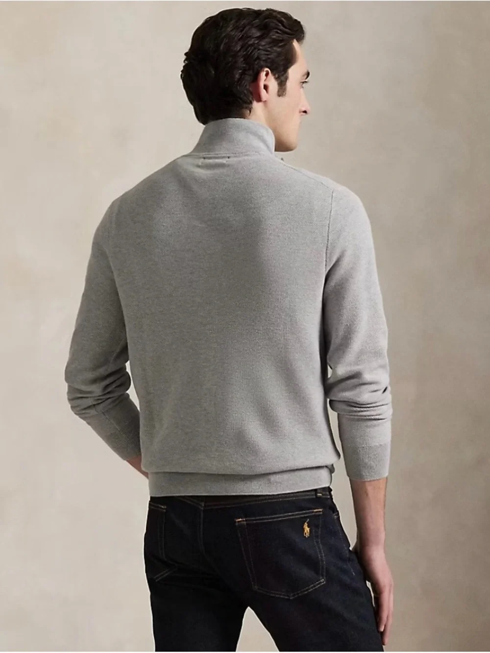 Polo Ralph Lauren Mesh-Knit Cotton Sweater Quarter-Zip size Large